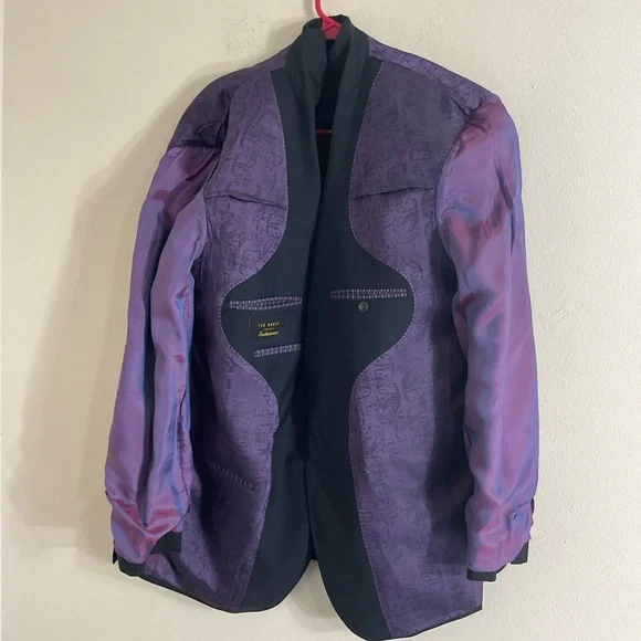 Ted Baker London Endurance Blazer Wool Signature Purple Paisley Lining Size 42R - Picture 4 of 12